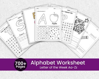 Alphabet Worksheets Bundle for Kids | Letter of the Week Tracing Busy Book | Preschool Curriculum Bundle | Toddler Learning Binder Printable