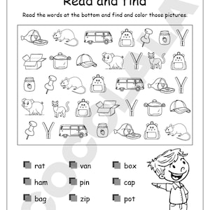 CVC Word Worksheets Printable for kindergarten and first grade includes over 30 pages of short vowel activities. Children will trace, match, spell, and write simple CVC words using fun illustrations and phonics-based exercises. Perfect for early reading, phonemic awareness, and spelling practice in homeschool or classroom settings. Includes all vowel sounds (a, e, i, o, u) in one downloadable high-resolution PDF file for A4 or US Letter print size.