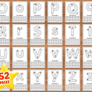 uppercase lowercase alphabet tracing trace capital letter small letter letters tracing pages kids activity pages homeschooling preschool tracing letters practice book with instruction 26 capital letters for handwriting practice in 1 page, 26 small letters for handwriting practice in 1  page, along with 4 different uppercase and lowercase letters tracing & handwriting practice pages, respectively A,B & a, b