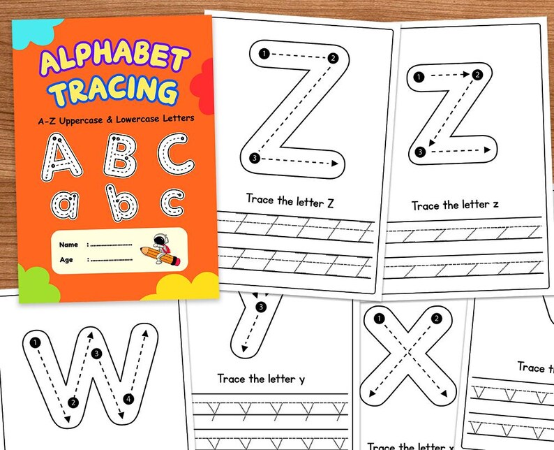 52 Alphabet Tracing Worksheets Uppercase Lowercase Printable Preschool ...