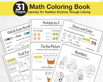 Math Coloring Workbook for Kids | Numbers, Addition, Subtraction and Counting | Preschool & Kindergarten Math Practice | Printable PDF