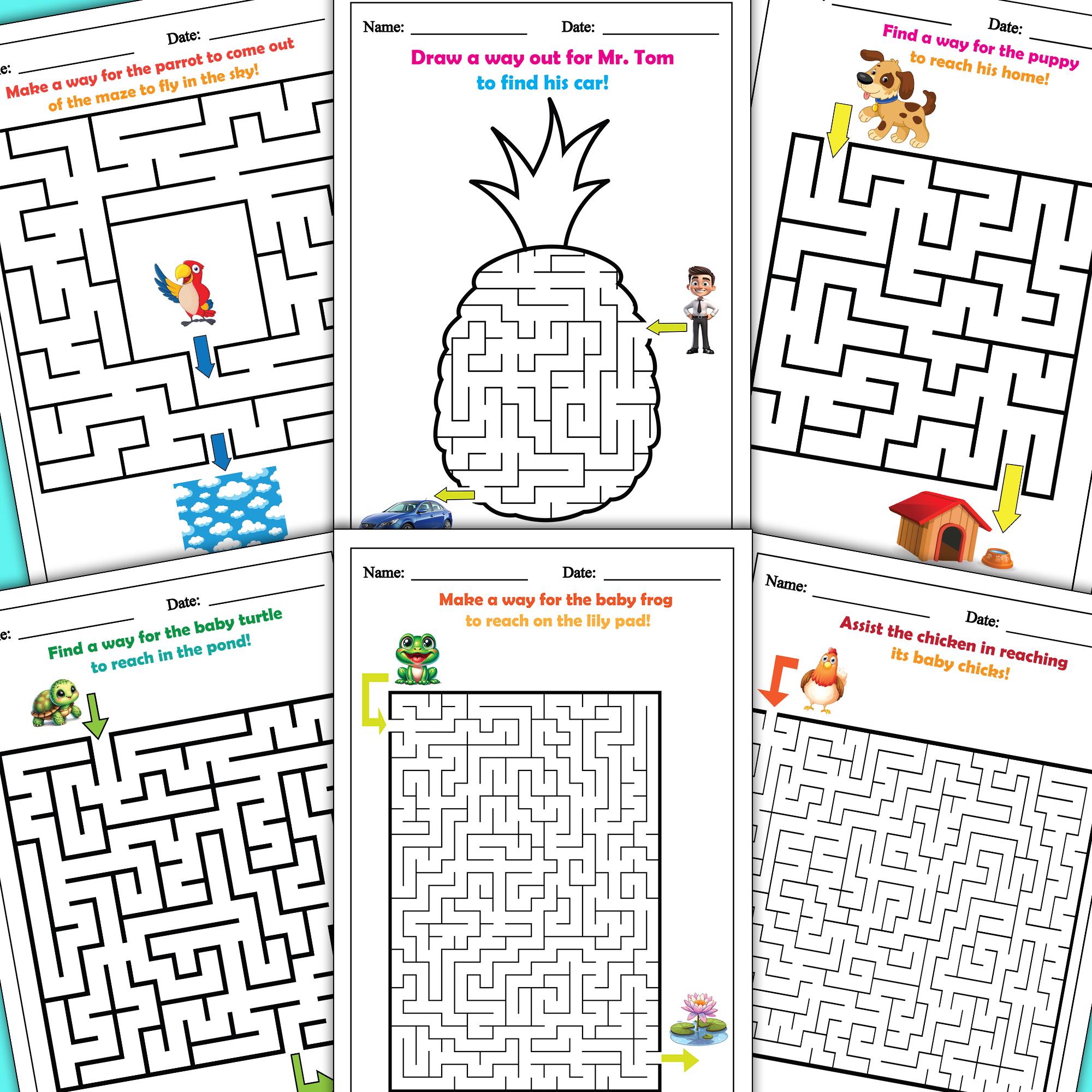 33 Labyrinth Easy Mazes | Labyrinth Activity Book | Kids Puzzle Maze ...