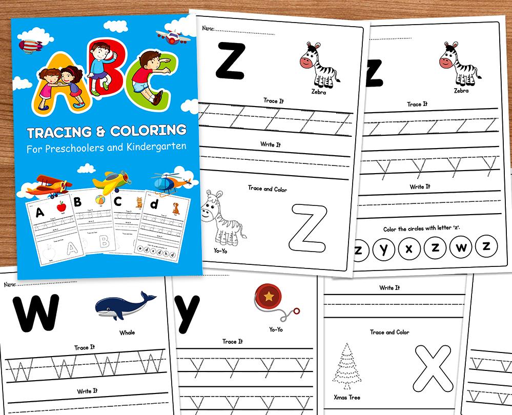 52 Letter Writing Tracing Coloring | Uppercase Lowercase Alphabet ...