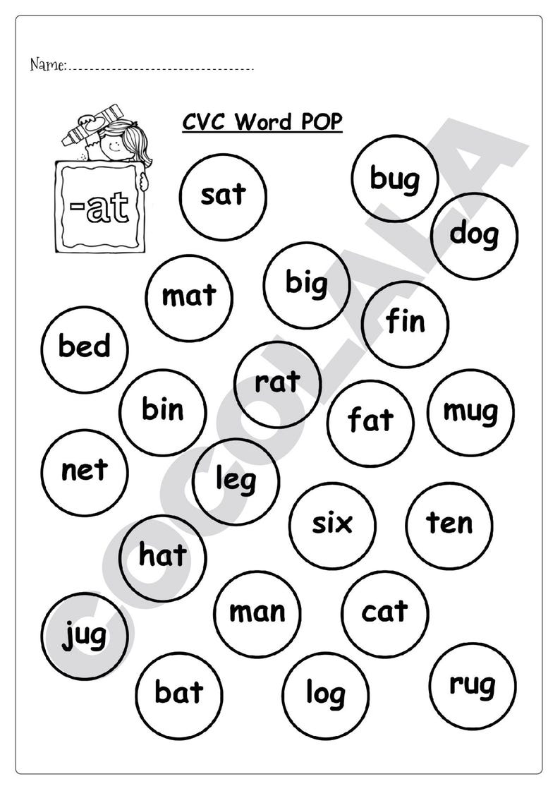 Montessori CVC Words, Objects, Worksheets & Printable for Toddlers ...