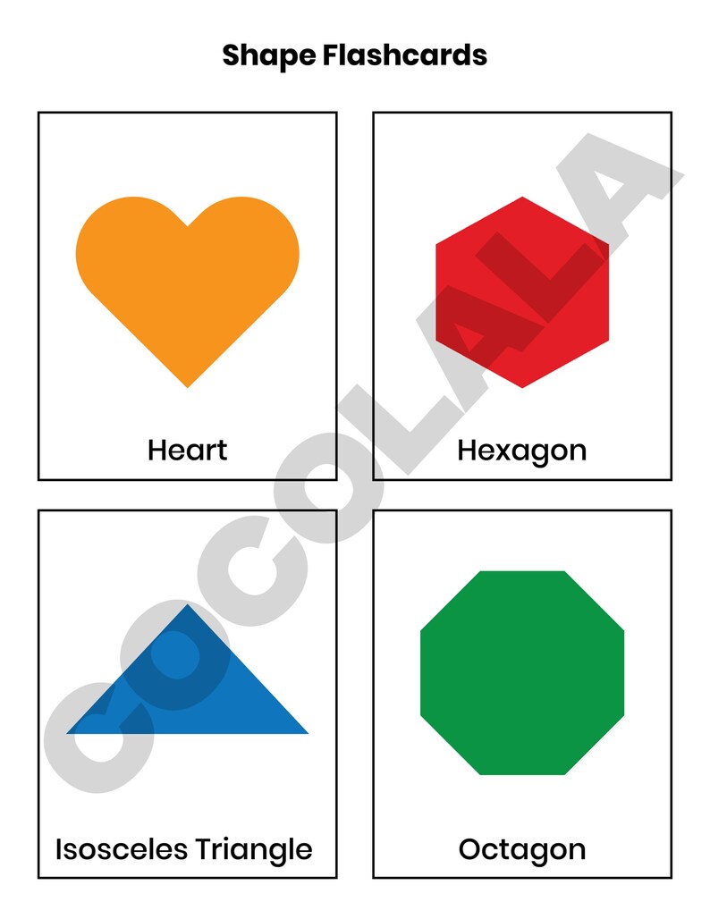 2D Shape Flashcards Printable for Preschool &amp; Kindergarten – 30 Basic Geometric Shapes Learning ...