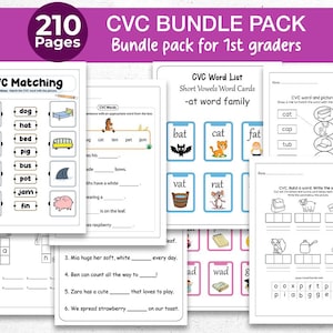 200+ CVC Words Bundle Worksheets | Phonics, Reading, Spelling, Word Families, Short Vowels, Literacy Centers | Homeschool PDF