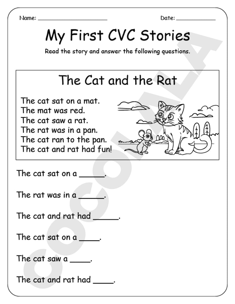 CVC Word Worksheets Printable for kindergarten and first grade includes over 30 pages of short vowel activities. Children will trace, match, spell, and write simple CVC words using fun illustrations and phonics-based exercises. Perfect for early reading, phonemic awareness, and spelling practice in homeschool or classroom settings. Includes all vowel sounds (a, e, i, o, u) in one downloadable high-resolution PDF file for A4 or US Letter print size.