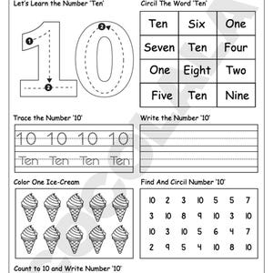 Number Worksheets Printable for Kindergarten includes 20+ math activity pages covering numbers 1–10. Kids will trace, count, and write numbers with the help of visual cues and engaging illustrations. Perfect for preschoolers and early learners to develop counting and number recognition skills. The downloadable PDF is printer-friendly and designed for A4 or 8.5 x 11" paper. Ideal for homeschooling, classroom use, or math learning centers.