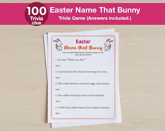 Easter Bunny Trivia Game Printable | Name That Bunny Quiz | Easter Party Game for Kids & Adults | Easter Egg Hunt Activity | PDF Download