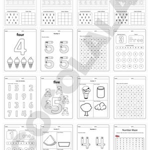 Printable Toddler Worksheets Learning Bundle includes over 100 pages of engaging activities for preschool and kindergarten children. Features alphabet tracing, numbers, sight words, math, patterns, coloring, and fine motor skills exercises. Designed for early learning at home or school, this instant PDF download provides fun and foundational education for toddlers. Print on A4 or 8.5 x 11" paper and reuse unlimited times for practice and play.