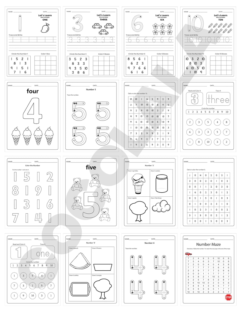 Printable Toddler Worksheets Learning Bundle includes over 100 pages of engaging activities for preschool and kindergarten children. Features alphabet tracing, numbers, sight words, math, patterns, coloring, and fine motor skills exercises. Designed for early learning at home or school, this instant PDF download provides fun and foundational education for toddlers. Print on A4 or 8.5 x 11" paper and reuse unlimited times for practice and play.