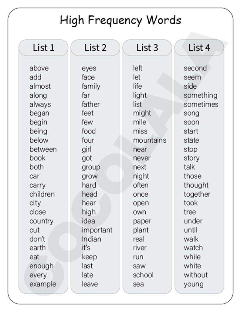 2100 High Frequency Words Printable Pages, Sight Words, Spelling ...