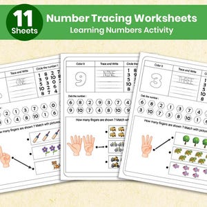 0-10 Number Tracing Worksheets for Preschool | Printable Handwriting Practice for Toddlers & Kindergarten | Learn Numbers, Instant Download