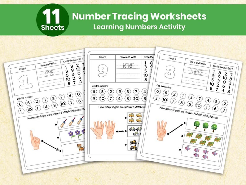 0-10 Number Tracing Worksheets for Preschool | Printable Handwriting ...
