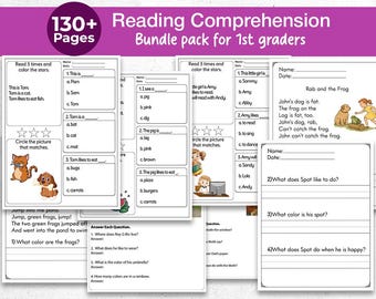130+ Pages Reading Comprehension Worksheets Bundle | Kindergarten & 1st Grade | Printable Passages with Questions | Instant Download