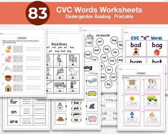 Montessori CVC Words, Objects, Worksheets & Printable for Toddlers - Learn to Read Phonics Kindergarten Curriculum - Short Vowels Consonants