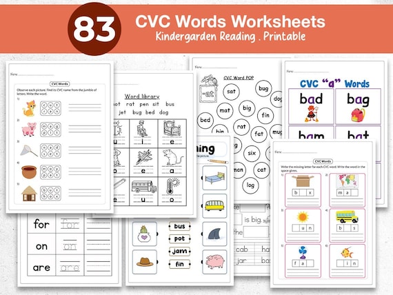 Montessori CVC Words, Objects, Worksheets & Printable for Toddlers - Learn to Read Phonics Kindergarten Curriculum - Short Vowels Consonants