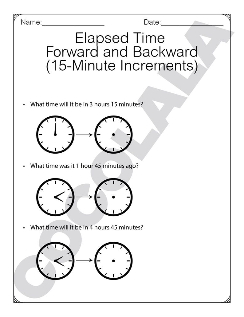 May include: A collection of 70 Math Grade 3 worksheets focused on time and calendar concepts. The worksheets feature exercises on time phrases, calendar months, and telling time in 5-minute intervals. The pages are white with black text.