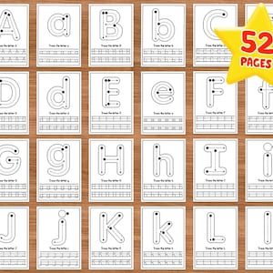 uppercase lowercase alphabet tracing trace capital letter small letter letters tracing pages kids activity pages homeschooling preschool tracing letters practice book with instruction 26 capital letters for handwriting practice in 1 page, 26 small letters for handwriting practice in 1  page, along with 4 different uppercase and lowercase letters tracing & handwriting practice pages, respectively A,B & a, b
