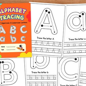 uppercase lowercase alphabet tracing trace capital letter small letter letters tracing pages kids activity pages homeschooling preschool tracing letters practice book with instruction 26 capital letters for handwriting practice in 1 page, 26 small letters for handwriting practice in 1  page, along with 4 different uppercase and lowercase letters tracing & handwriting practice pages, respectively A,B & a, b