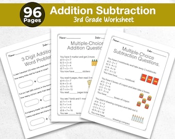 3.Klasse addieren und subtrahieren Arbeitsblätter | mathematische Textprobleme, mehrstellig, Ordnen und fließendes Üben | PDF-Download
