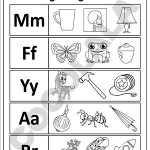 Printable beginning sounds worksheets for preschool and kindergarten. Children circle the beginning sound of pictures, match objects to starting letters, and write the missing first letter. These phonics printables help build early reading and sound recognition skills. Ideal for homeschool or classroom learning. Includes black-and-white pages for easy printing. Great for phonemic awareness, letter-sound matching, and alphabet learning