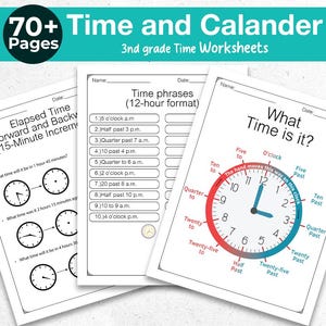 Time & Calendar 3rd Grade Math Worksheets 76 Pages Grade 3 Time Counting Minute Seconds Converting Summer Workbook Math Worksheet 3rd Grade