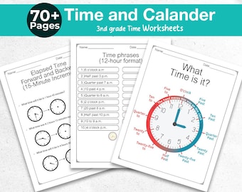 Time & Calendar 3rd Grade Math Worksheets 76 Pages Grade 3 Time Counting Minute Seconds Converting Summer Workbook Math Worksheet 3rd Grade