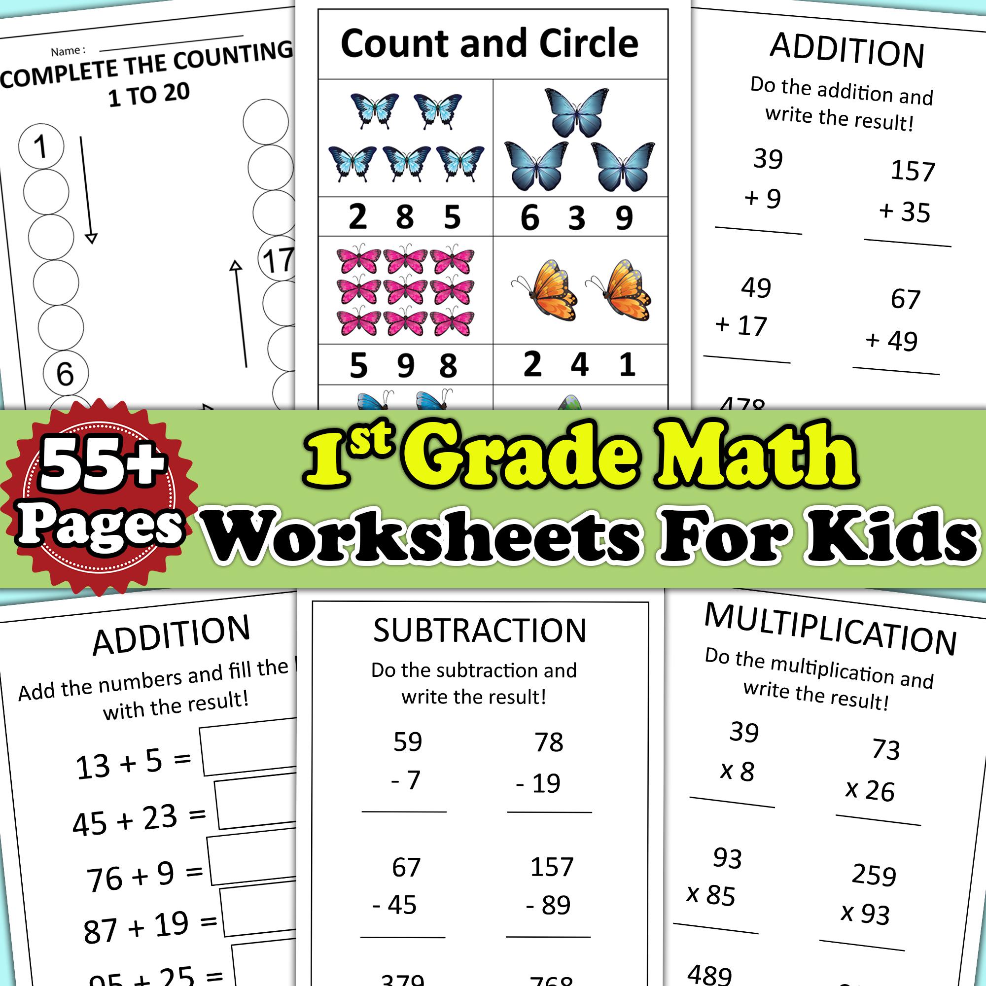 1st Grade Math Worksheets 58 Page | Comprehensive Kids Math Practice ...