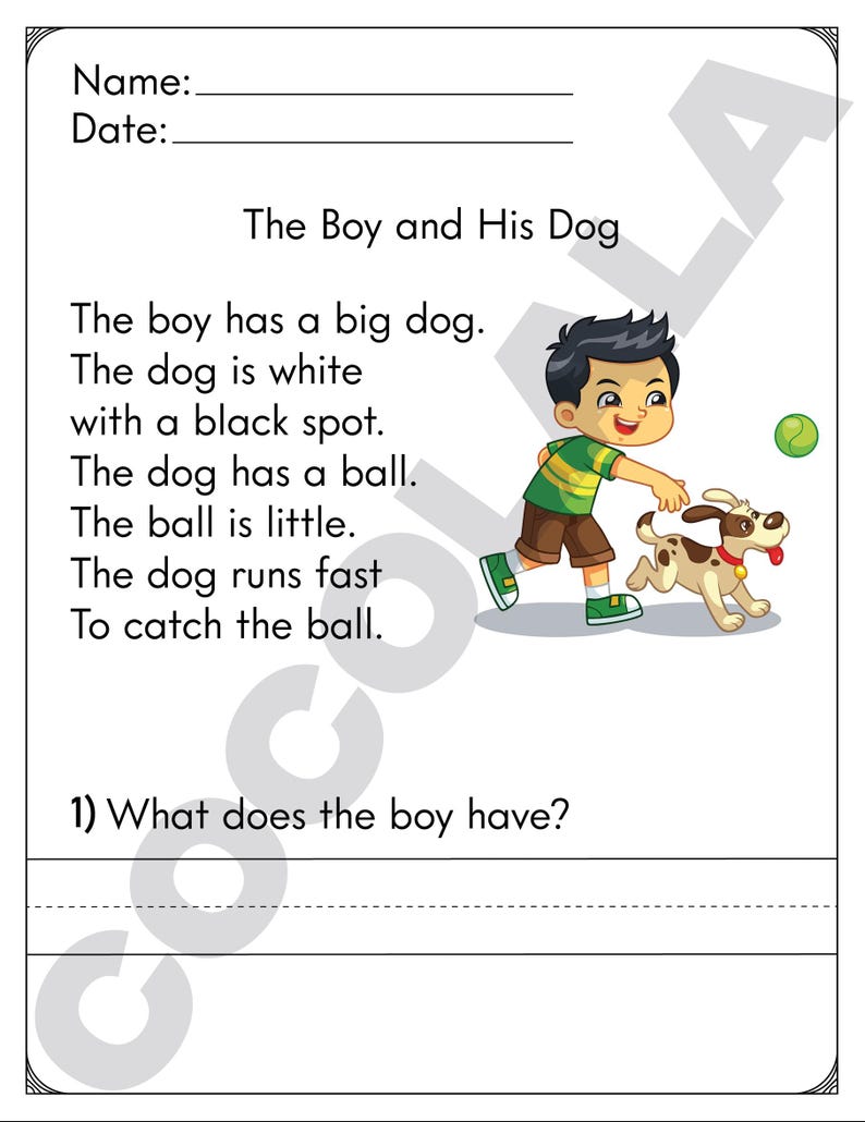 30 Reading Comprehension Worksheets Printable | Kindergarten First ...