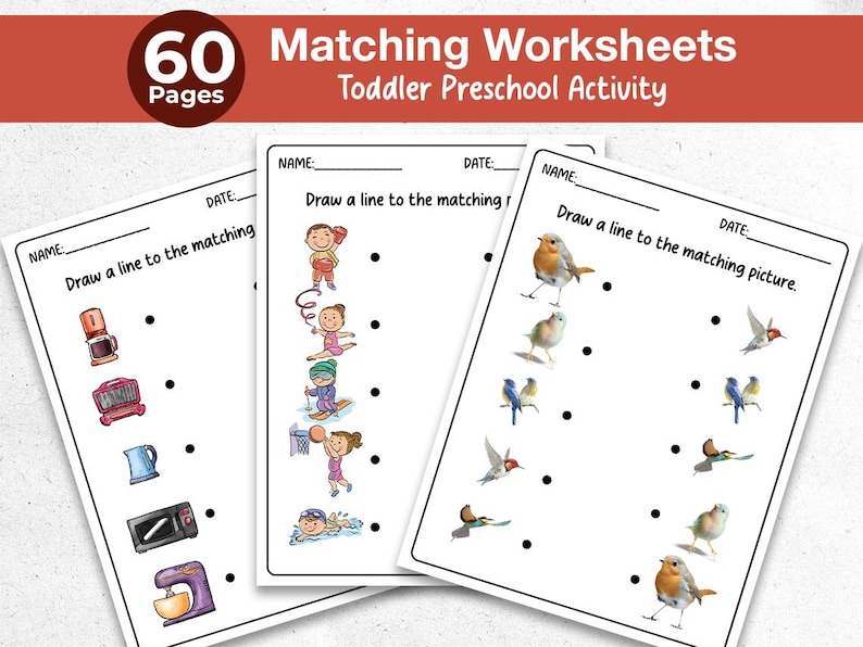 Printable Matching Worksheets for Kids | Preschool & Kindergarten ...