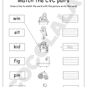CVC Word Worksheets Printable for kindergarten and first grade includes over 30 pages of short vowel activities. Children will trace, match, spell, and write simple CVC words using fun illustrations and phonics-based exercises. Perfect for early reading, phonemic awareness, and spelling practice in homeschool or classroom settings. Includes all vowel sounds (a, e, i, o, u) in one downloadable high-resolution PDF file for A4 or US Letter print size.