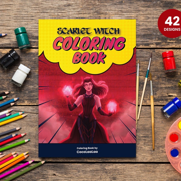 Scarlet Witch 42 Pages Kids Coloring Book | Instant Download PDF Coloring Pages | Printable Children's Drawing Activities | Birthday Gift