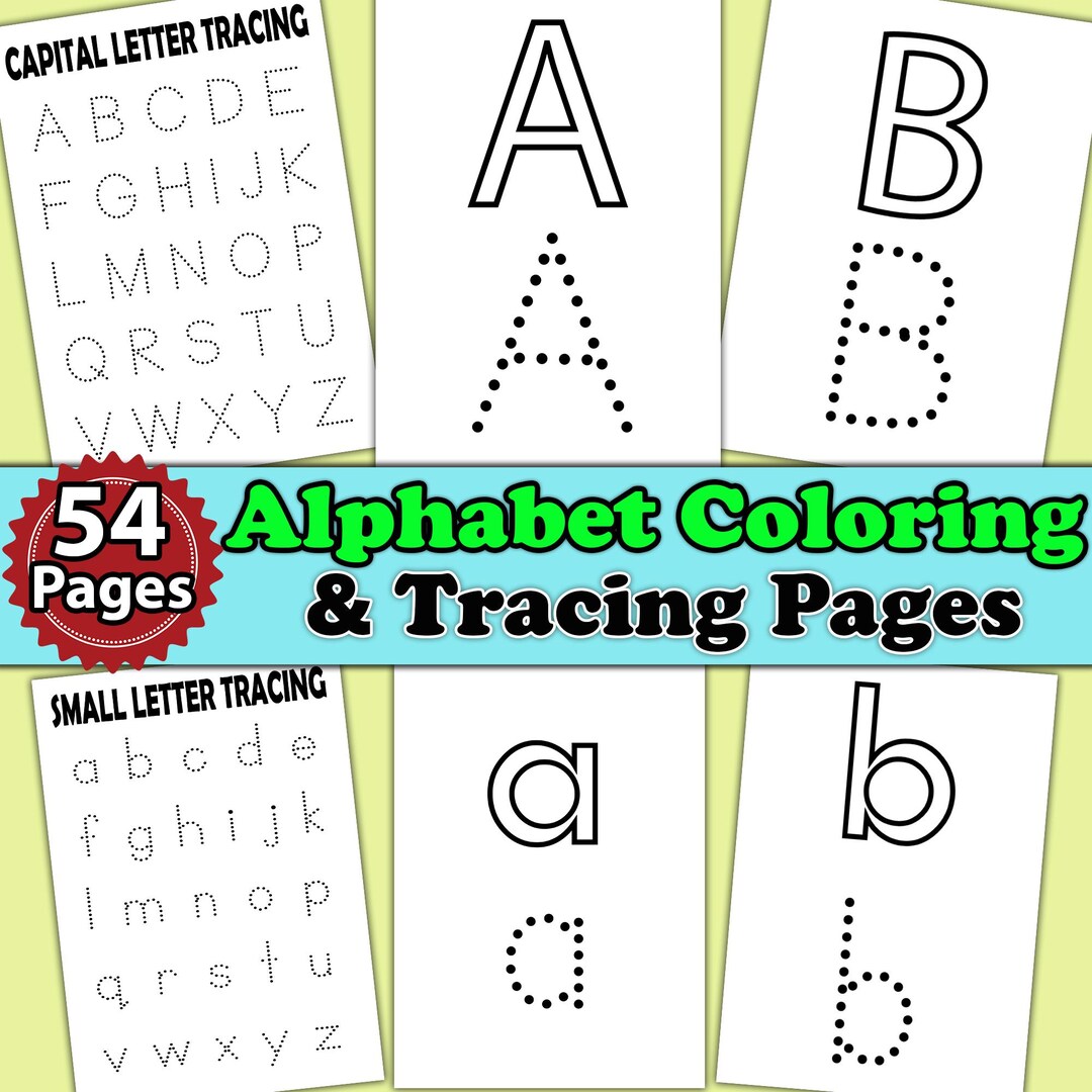 54 Alphabet Tracing Pages Handwriting Practice for Kids, Letter Tracing