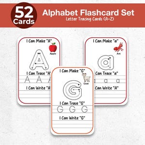 Alphabet Tracing Cards for Kids – Letter Tracing Worksheets, ABC Flashcards, Printable Preschool Curriculum Learning Resources for Toddlers
