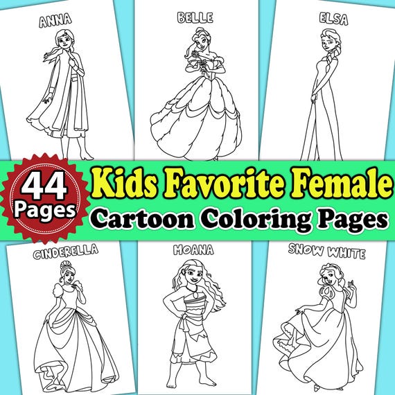 Girl Cartoon Coloring Pages | Kids Coloring Pages Female Cartoon Coloring | Girl Animation Coloring Pages | Popular Character Coloring Pages