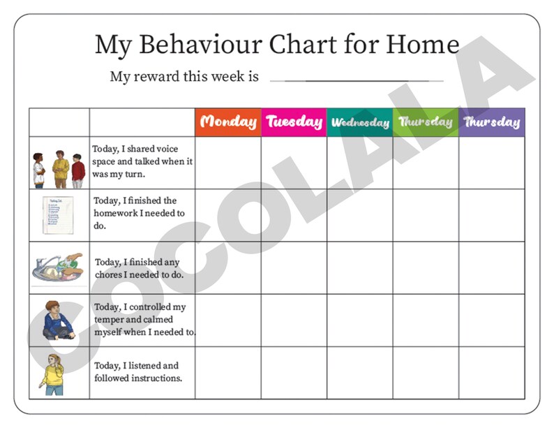 Printable Reward Chart for Kids | Daily Responsibility & Chore Chart ...