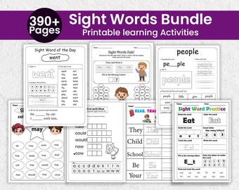 390+ Sight Words Bundle Worksheets | Reading & Spelling Practice, Word Building, Dab and Trace | Preschool Kindergarten PDF