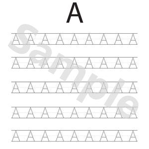 capital letters for handwriting practice in 1 page, uppercase and lowercase letters tracing & handwriting practice pages A, alphabet tracing pages alphabet worksheets for kids toddlers activity book abc learning book tracing book ELA learning worksheets