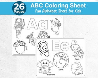 Alphabet ABC Coloring Pages for Preschool 26 Pages | Letter Tracing & Coloring Activity | Printable Preschool Worksheets | Educational Set