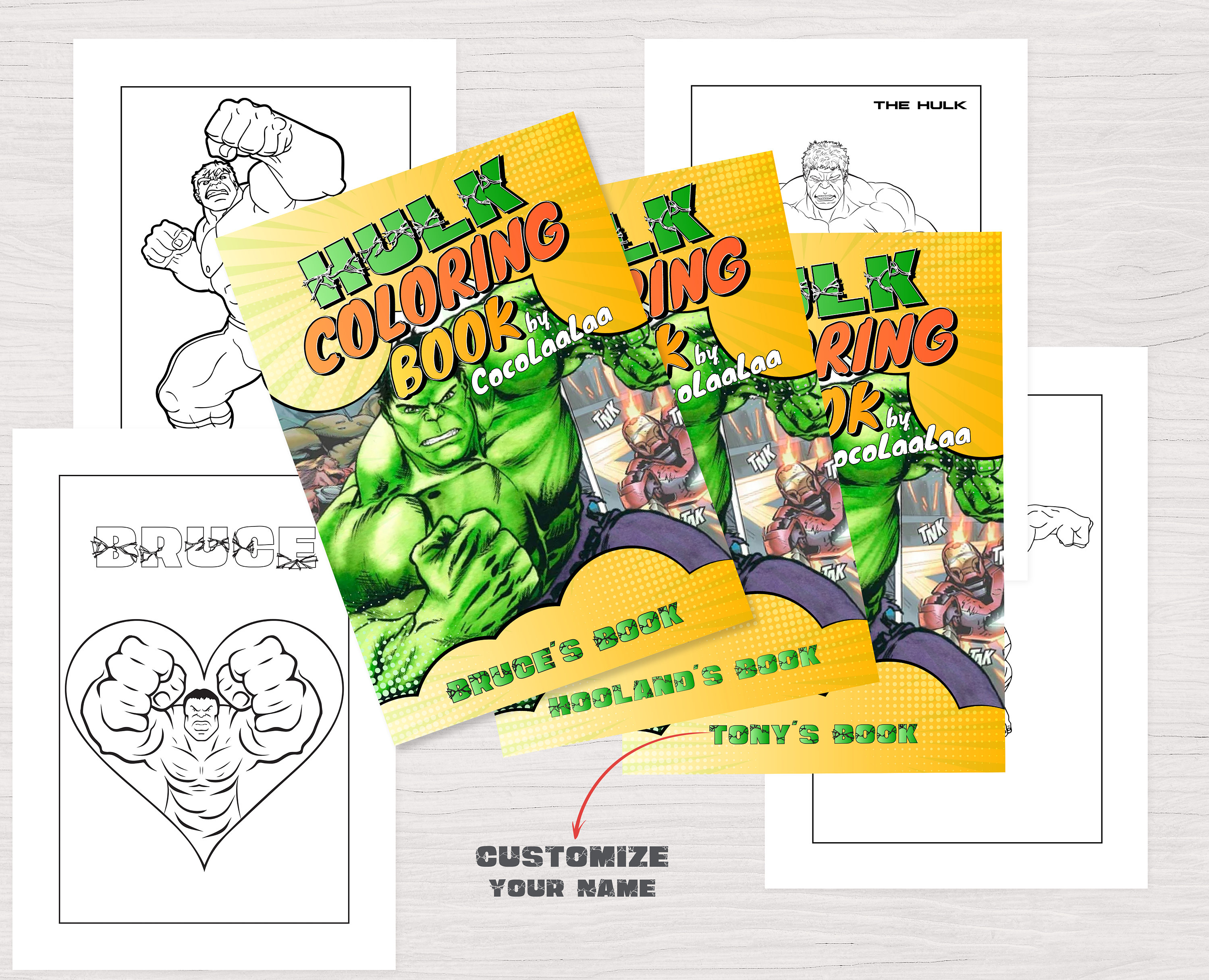 Personalized Hulk Coloring Pages 34 Pages Superhero Hulk Kids Coloring