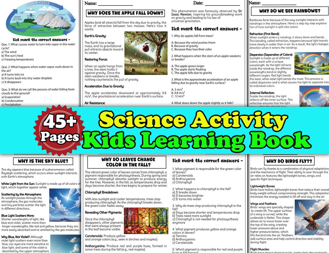 Science Activity Worksheets for Kids 45+ Science Experiment Reading ...