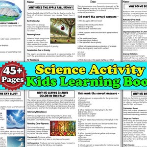 Science Activity Worksheets for Kids 45+ Science Experiment Reading Book Homeschool Science Practice Book with Questions & Answer Sheets