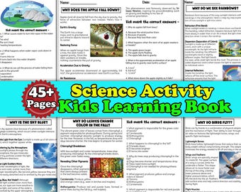 Science Activity Worksheets for Kids 45+ Science Experiment Reading Book Homeschool Science Practice Book with Questions & Answer Sheets