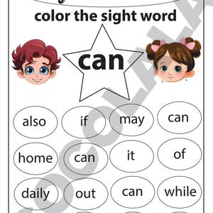 Bundle of printable sight word resources including 100 Fry First sight words, 103 sight words, Build the Word activities, Sight Word Dab pages, and 50 Sight Words Practice worksheets. Designed for PreK to Grade 1 literacy development. Combines tracing, dot marker, writing, matching, and building formats for diverse practice. High-quality PDF download for immediate printing and use in classrooms or home learning.