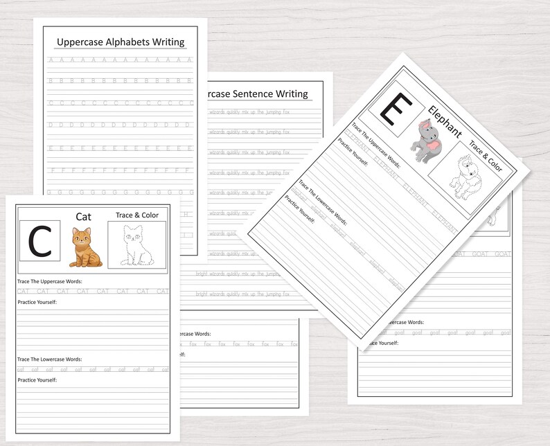 word tracing pages capital letter tracing pages small letter tracing pages alphabets handwriting practice pages uppercase alphabets lowercase alphabets tracing practice pages uppercase letters lowercase letters word writing practice worksheet pages
