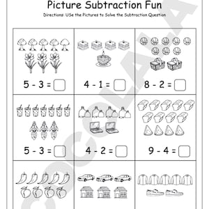Kindergarten and preschool math worksheets featuring addition and subtraction problems for early learners. Includes 50+ printable pages in PDF format, ideal for classroom, homeschool, or at-home practice. Designed for kids aged 4–6 to build strong foundational math skills through engaging visuals and structured exercises. Instant download, easy to print and reuse.
