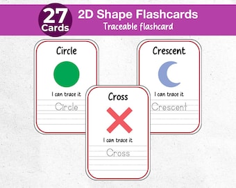 Shape Flashcards for Kids | 2D Geometric Shapes for Preschool & Kindergarten | Printable Shape Cards PDF | Basic Shapes Learning Resource