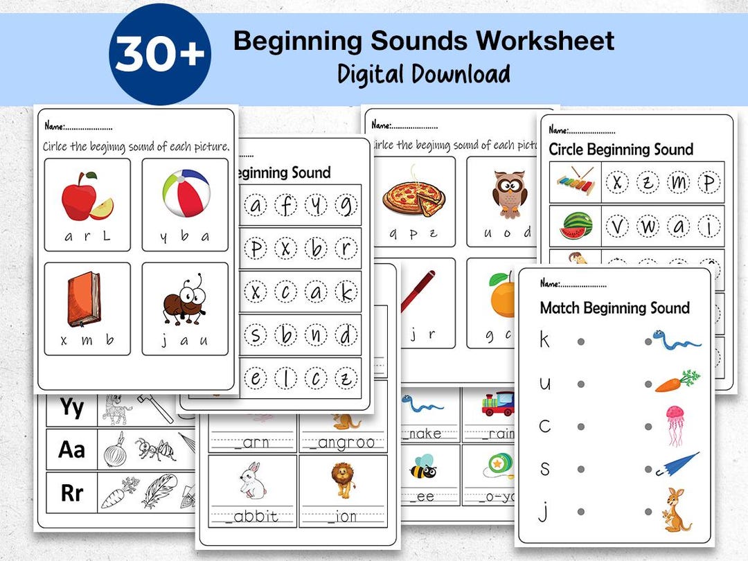 Beginning Sounds Worksheets | Circle, Match and Write the Starting ...