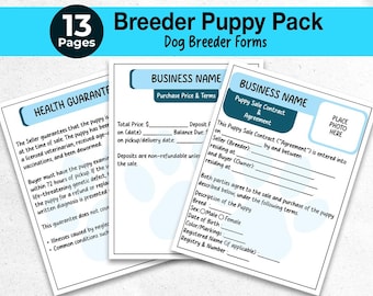Editable Puppy Pack for Breeders – Dog Breeder Records, Vaccination Chart, Puppy Health Forms, New Owner Pack, Printable PDF